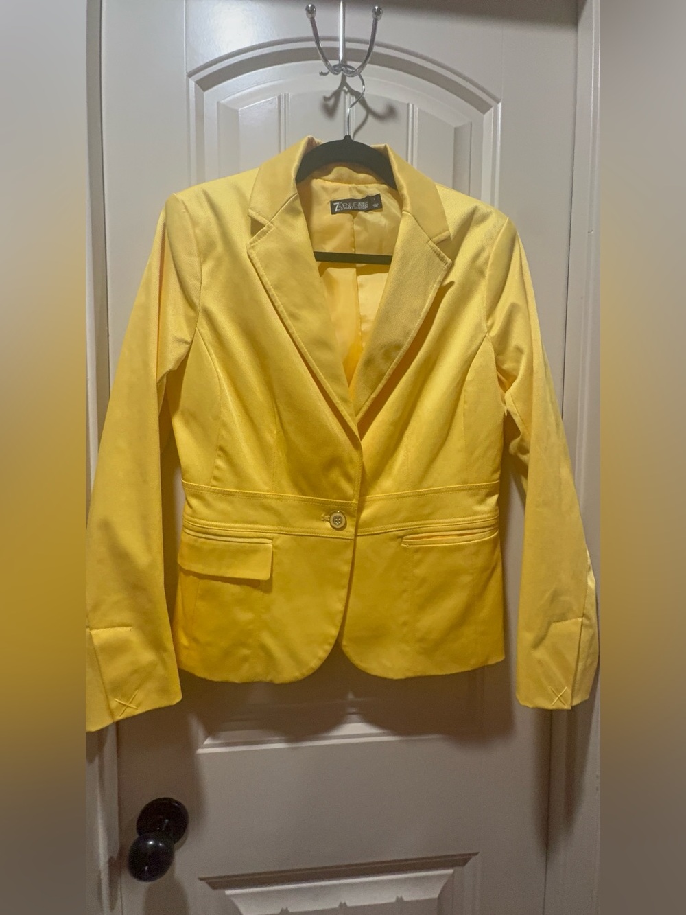 New York & Company Vibrant Yellow Single-Button Tailored Blazer Jacket